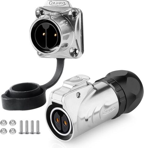 CNLINKO LP20 Reverse Mount 2-Pin Waterproof Circular Electrical Connector, IP68 Female Plug Male Socket for Automotive Machinery and Outdoor Use Quick Connect Aviation Connector (Metal Plug) in Saudi Arabia