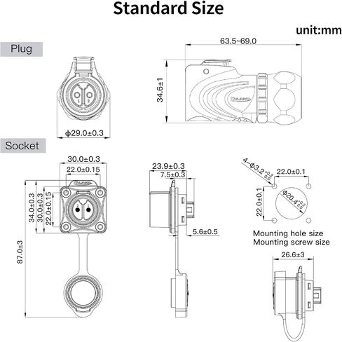 CNLINKO LP20 Reverse Mount 2-Pin Waterproof Circular Electrical Connector, IP68 Female Plug Male Socket for Automotive Machinery and Outdoor Use Quick Connect Aviation Connector (Metal Plug) in Saudi Arabia