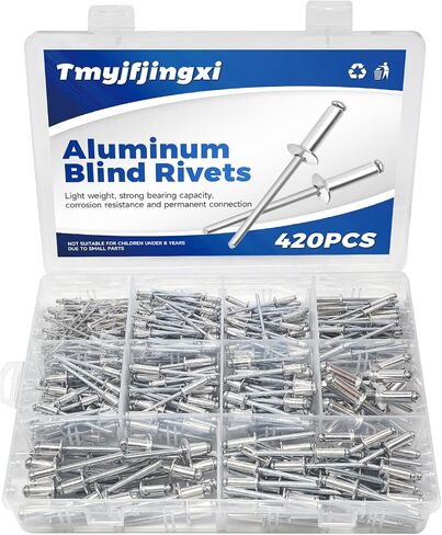 169PCS 8sizes Aluminum Pop Rivets Assortment Kit Rivets for Metal Rivet Set 3/32'' 5/16'' 5/32'' 1/8'' 1/4'' 1/2'' 3/16'' 3/8'' in Kuwait
