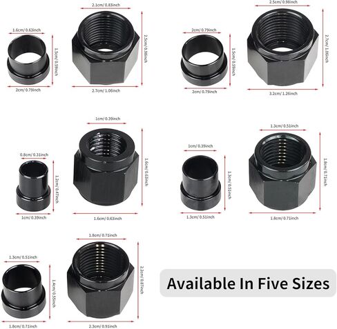 lyrlody Aluminum Fitting, Female Tube Nut Corrosiveness Resistants, High Temperature resistants, Multiple Sizes with 1/2' OD Aluminum Tubing for Harsh Environments and (10AN) in Kuwait