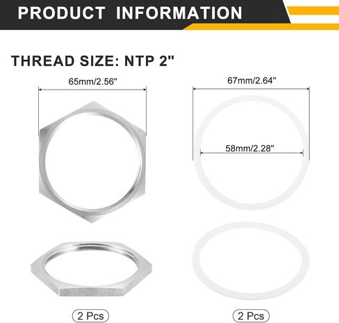 uxcell 4pcs Cast Pipe Fitting Hex Locknut with Washer 304 Stainless Steel Hex Lock Nut NPT 1/2" Female Thread for Plumbing Fixed, Water Broom and Undercarriage Cleaner, 0.91" OD in Saudi Arabia
