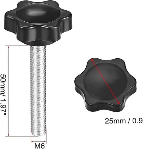 Clamping Screw Knob, 38mm Dia Plum Hex Shaped Grips Star Knob M8 X 20mm Male Thread, 10pcs in Saudi Arabia