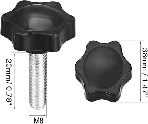 Clamping Screw Knob, 38mm Dia Plum Hex Shaped Grips Star Knob M8 X 20mm Male Thread, 10pcs in Saudi Arabia