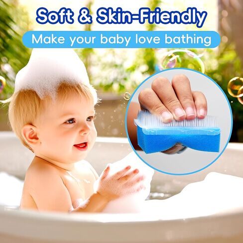 فرشاة غطاء المهد للأطفال ، مجموعة من 5 أساسية من حمامات الأطفال مع حوض اسفنج إسفنجي سيليكون المقبض الطويل مقبض المقبض للأطفال حديثي الولادة الصغار الفتيان (الوردي) in Kuwait