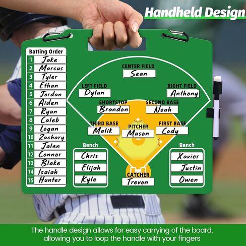 Magnetic Baseball Lineup Board - Dry Erase Baseball Lineup Board for Dugout, Sturdy Magnetic Baseball Coach Clipboard for Coaches, Durable Softball Coaching Accessories. (Green) in Saudi Arabia