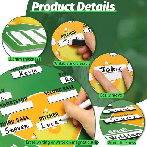 Magnetic Baseball Lineup Board - Dry Erase Baseball Lineup Board for Dugout, Sturdy Magnetic Baseball Coach Clipboard for Coaches, Durable Softball Coaching Accessories. (Green) in Saudi Arabia