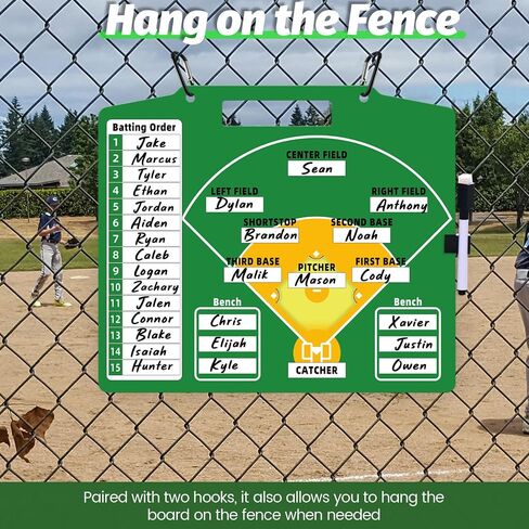 Magnetic Baseball Lineup Board - Dry Erase Baseball Lineup Board for Dugout, Sturdy Magnetic Baseball Coach Clipboard for Coaches, Durable Softball Coaching Accessories. (Green) in Saudi Arabia