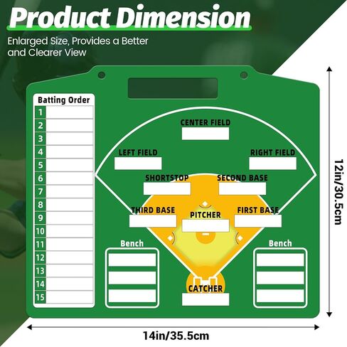Magnetic Baseball Lineup Board - Dry Erase Baseball Lineup Board for Dugout, Sturdy Magnetic Baseball Coach Clipboard for Coaches, Durable Softball Coaching Accessories. (Green) in Saudi Arabia