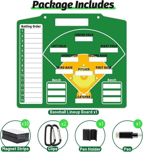 Magnetic Baseball Lineup Board - Dry Erase Baseball Lineup Board for Dugout, Sturdy Magnetic Baseball Coach Clipboard for Coaches, Durable Softball Coaching Accessories. (Green) in Saudi Arabia