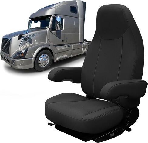 غطاء مقعد جلدي متوافق مع Volvo VNL ، VNR ، VNX ، VHD ، VAH 2019-Current ، أغطية مقعد شاحنة واحدة وأغطية مسند ذراع ، سائق مخصص لتكنولوجيا المعلومات أو غطاء الشاحنة الجانبية للركاب in Saudi Arabia