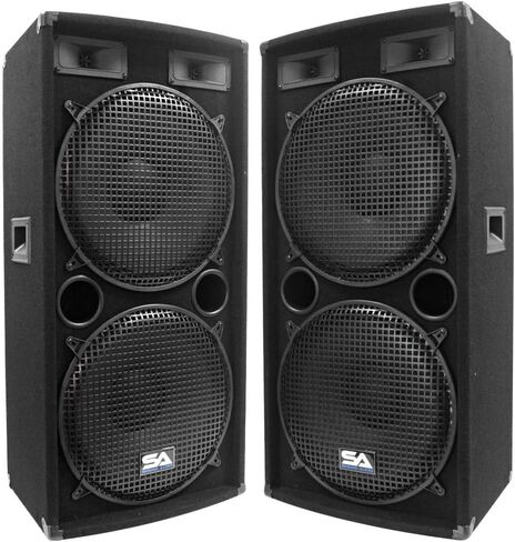 الصوت الزلزالي - زوج من مكبرات الصوت المزدوجة 15 "PA DJ 1000 واط Pro Audio - Band ، Bar ، Wedding ، Church in Saudi Arabia