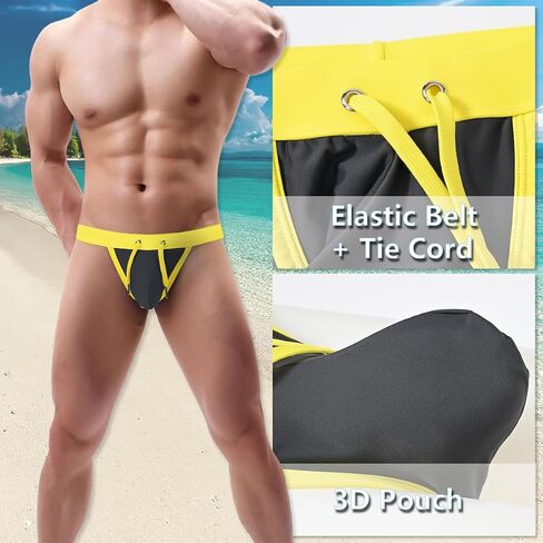 Mens Bikini Swimwear Man Sexy Drawstring Swimsuit Low Rise Swim Brief for Men Fashion in Saudi Arabia