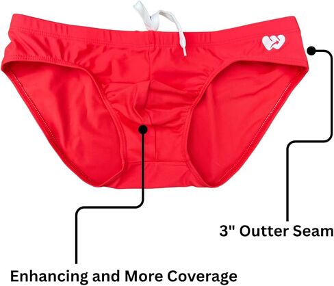 Men's Physique Swim Briefs - 3" Outer Seam, Athletic Cut | Silky 80/20 Nylon Spandex for Swimming & Beach in Kuwait