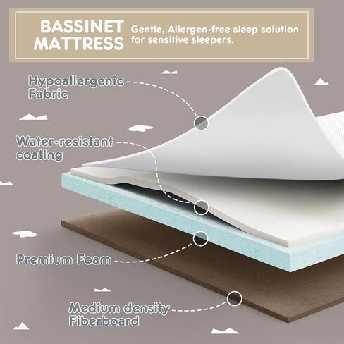 HARPPA Cuddly Bassinet, 3 in 1 Baby Bassinet Bedside Sleeper, Bedside Crib with Mattress and Wheels, Breathable Mesh, 5 Height Adjustable, Anchor Strap (Wood Grain, Grey) in Saudi Arabia