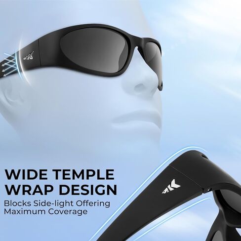 KastKing Raccoon Polarized Sport Sunglasses for Men and Women, Wide Temple Wrap, Ideal for Driving Fishing Cycling Running in Saudi Arabia