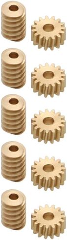 5Set Modulus 0.2 15T Worm Gear Motor Shaft Connector Pinion Brass Reduction Gears Hole Dia 0.8mm/1mm for 1/87 DIY Transmission(Worm Hole Dia 1mm) in Saudi Arabia