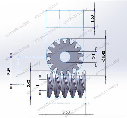 5Set Modulus 0.2 15T Worm Gear Motor Shaft Connector Pinion Brass Reduction Gears Hole Dia 0.8mm/1mm for 1/87 DIY Transmission(Worm Hole Dia 1mm) in Saudi Arabia