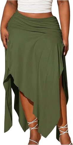 Soly Hux Women's Plus Size Size Ruched Cerastic Elastic Hend Ensymetrical Hends Tarts Long in Kuwait