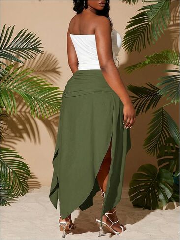 Soly Hux Women's Plus Size Size Ruched Cerastic Elastic Hend Ensymetrical Hends Tarts Long in Kuwait