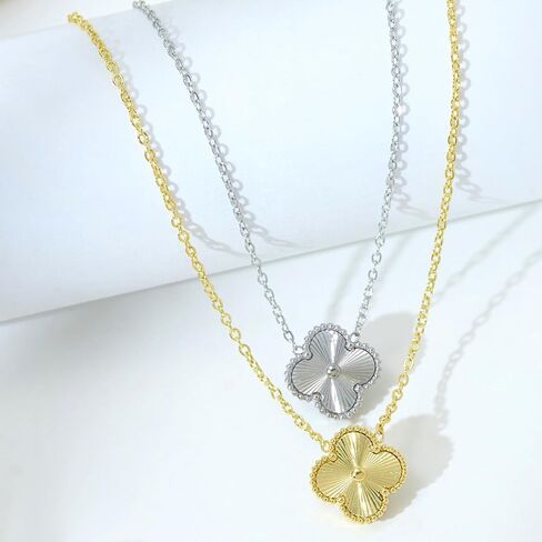 قلادة قلادة من Kelmall Gold Plated Clover for Women - قلادة من الفولاذ المقاوم للصدأ - مربع مجوهرات معبأة in Kuwait