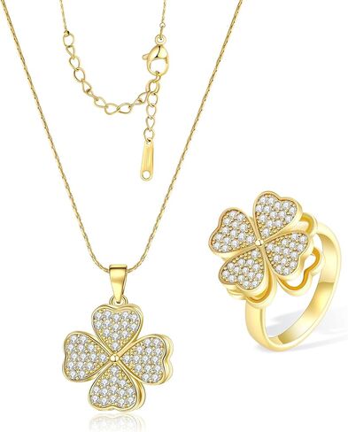 قلادة قلادة من Kelmall Gold Plated Clover for Women - قلادة من الفولاذ المقاوم للصدأ - مربع مجوهرات معبأة in Kuwait