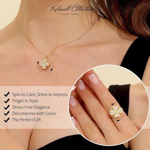 قلادة قلادة من Kelmall Gold Plated Clover for Women - قلادة من الفولاذ المقاوم للصدأ - مربع مجوهرات معبأة in Kuwait