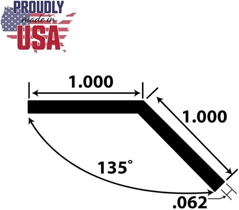 Outwater Industries Extruded Aluminum Angle Alu469-135-M Mill Finish 1''X 1''X 1/16'' 135 Degree Aluminum Angle Moulding 46 Inch Lengths (Pack of 3) in Saudi Arabia