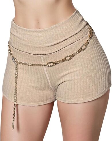 NUFIWI Women Knit Fold Over Shorts High Waist Slim Fit Stretchy Yoga Shorts Summer Casual Active Jogger SweatShorts in Saudi Arabia