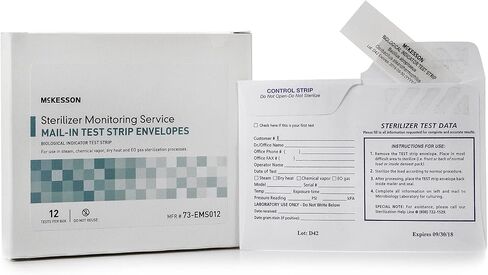 McKesson Sterilization Test Monitoring Service, Mail-In Test Strip Envelopes for Online Results - Steam, Chemical, Dry Heat, EO Gas Sterilization Monitor, 12 Count, 1 Pack in Saudi Arabia