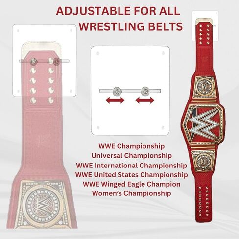 Wrestling Belt Wall Mount Hanger - Heavy-Duty Universal Replics Belts Clear Acrylic Plastic Display for Championship Belts 13cm X 13cm in Kuwait