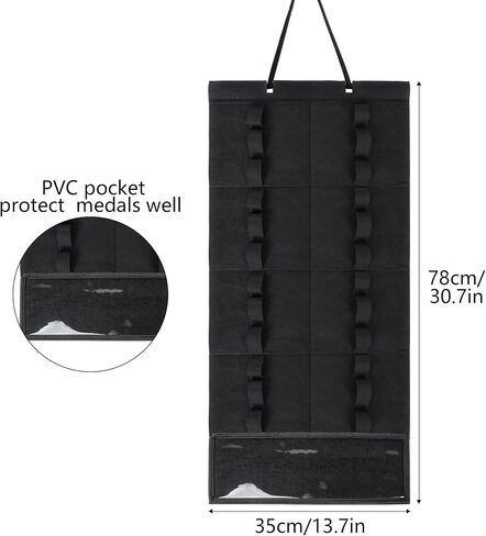 Klmnop 12 Belts Karate Belt Display Rack, Felt Hanging Martial Arts Belts Holder with PVC Medals Pocket, Taekwondo Belt Display for Martial Arts Learners in Saudi Arabia
