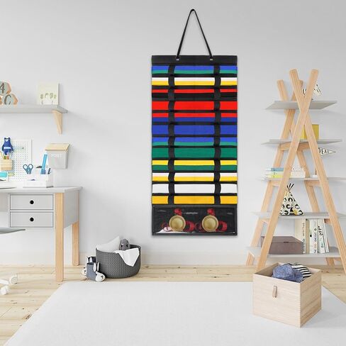 Klmnop 12 Belts Karate Belt Display Rack, Felt Hanging Martial Arts Belts Holder with PVC Medals Pocket, Taekwondo Belt Display for Martial Arts Learners in Saudi Arabia