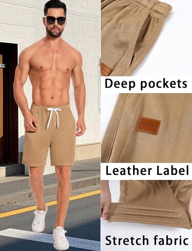 Men's Casual Shorts Elastic Waist Drawstring Lightweight Summer Hiking Shorts with Pockets in Saudi Arabia