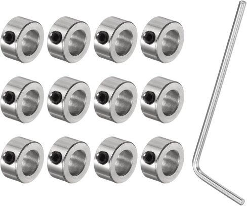 uxcell 12pcs Set-Screw Collars 4mm Bore Stainless Steel Shaft Collars, 9mm OD, 7mm Width, Landing Gear Stopper Wheel Collar with Hex Wrench in Saudi Arabia