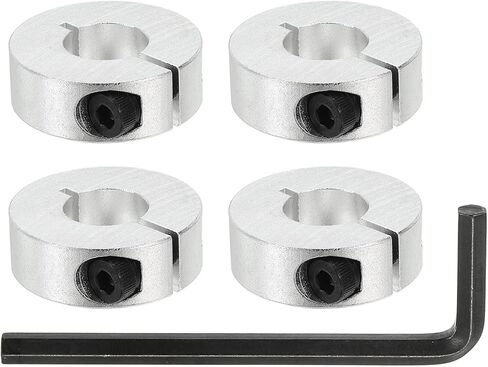 MECCANIXITY Bore 3 mm Single Split Shaft Collar 16 mm OD 8 mm Thickness Aluminum Alloy Locking Collar Clamp Style with Set Screw & Hex Wrench for Machine Tools Industry (Silver, Pack of 4) in Saudi Arabia