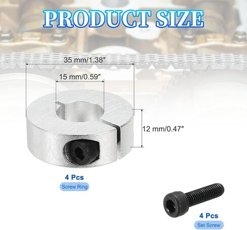 MECCANIXITY Bore 3 mm Single Split Shaft Collar 16 mm OD 8 mm Thickness Aluminum Alloy Locking Collar Clamp Style with Set Screw & Hex Wrench for Machine Tools Industry (Silver, Pack of 4) in Saudi Arabia