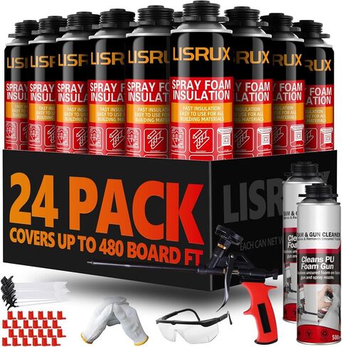 طقم عزل رغوة الرش (24 PK Kit-250 أوقية) ، تغطي رغوة رش الخلايا المغلقة حتى 480 قدم مربع. توسيع مانع التسرب لعزل الحرارة الصوتية ، بما في ذلك السلاح والنظافة in Kuwait