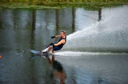 HO Carbon Omni Slalom Waterskis Carbon/Blue 65in in Saudi Arabia