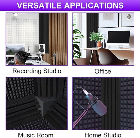 TroyStudio Bass Traps - 12 Pcs 4 X 4 X 12 Inches Dense Thick Studio Bass Foam Corner, Acoustic Treatment Panel Absorbing Echo Reverb, Low Frequency Sound Absorber for Music Room Home Recording Studio in Saudi Arabia