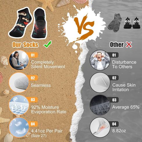 RANDY SUN Barefoot Quick-Dry Sand Beach Socks, Breathable Seamless Yoga Sock With TPE Sole in Kuwait