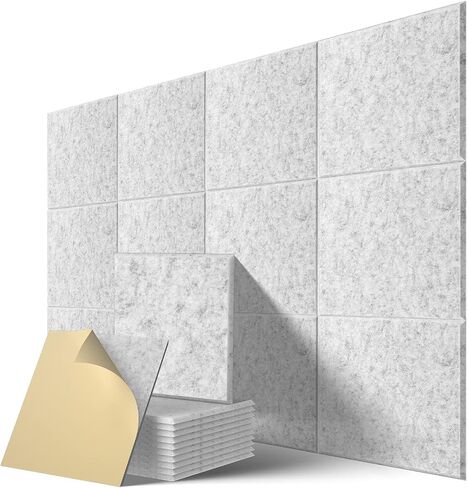 22 حزمة ألواح صوتية ملصقات ذاتية ، 12 "× 12" × 0.4 "ألواح رغوة صوتية عالية الكثافة للجدران ، لوحات الجدران المقاومة للصوت للمنزل والمكاتب (أسود) in Kuwait