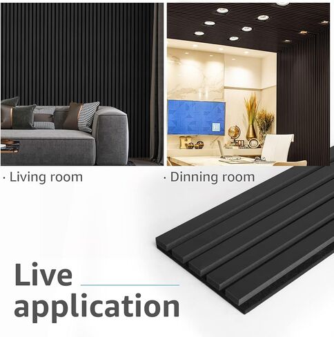 Art3d 2-Pack 104 "x 15.75" ألواح الجدران والسقف الخشبية الصوتية، لوحات امتصاص الصوت الحديثة المخددة، الجوز الداكن in Kuwait
