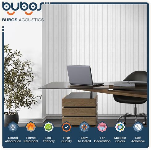 بوبوس 6 حزمة الألواح الصوتية الكبيرة ، 48 × 12 بوصة مقاومة للصوت للجدران ، لوحات الجدران الصوتية اللاصقة ، لوحات صوتية مزخرفة لمكتب الاستوديو المنزل (أسود 01) in Kuwait