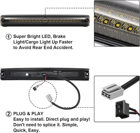 3rd Third Brake Lights LED Compatible with F150 2009 2010 2011 2012 2013 2014,Cab Roof Cargo Light Rear Center High Mount Stop Lamp C style(NOT Fit for Rapt0r Smoked Lens) in Saudi Arabia