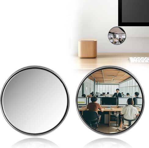 (2 PCS) Cubicle Mirror to See Behind You – 2.3" Adjustable Monitor Rear View Mirror for Office Desk, Personal Security & Privacy, Fits PC Monitors or Cubicle Walls, Silver (Black) in Saudi Arabia