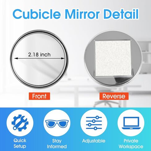 (2 PCS) Cubicle Mirror to See Behind You – 2.3" Adjustable Monitor Rear View Mirror for Office Desk, Personal Security & Privacy, Fits PC Monitors or Cubicle Walls, Silver (Black) in Saudi Arabia