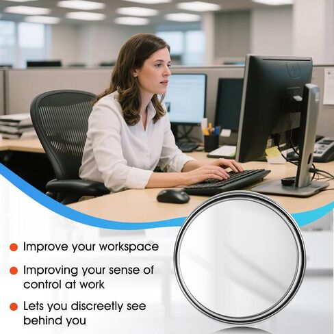 (2 PCS) Cubicle Mirror to See Behind You – 2.3" Adjustable Monitor Rear View Mirror for Office Desk, Personal Security & Privacy, Fits PC Monitors or Cubicle Walls, Silver (Black) in Saudi Arabia