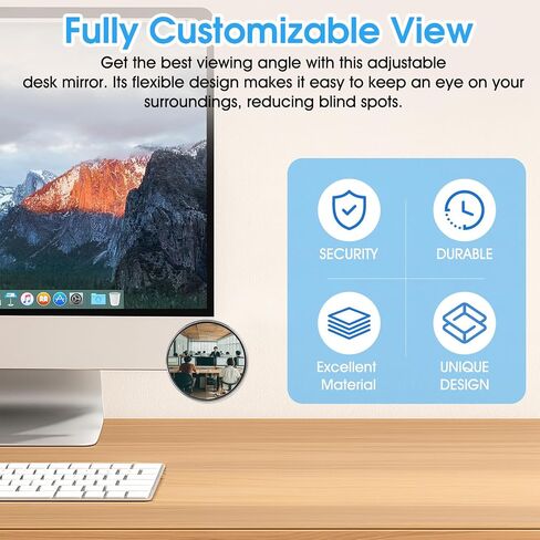 (2 PCS) Cubicle Mirror to See Behind You – 2.3" Adjustable Monitor Rear View Mirror for Office Desk, Personal Security & Privacy, Fits PC Monitors or Cubicle Walls, Silver (Black) in Saudi Arabia
