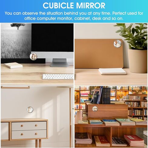 (2 PCS) Cubicle Mirror to See Behind You – 2.3" Adjustable Monitor Rear View Mirror for Office Desk, Personal Security & Privacy, Fits PC Monitors or Cubicle Walls, Silver (Black) in Saudi Arabia