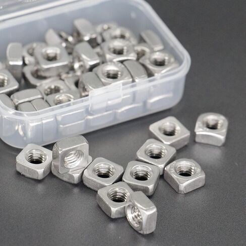 50 Pcs M3 Square Nuts, Premium 304 Stainless Steel Coarse Thread Fasteners for Home Repairs, DIY Projects and Engineering, Corrosion-Resistant, Durable Quality, Silver Tone in Saudi Arabia